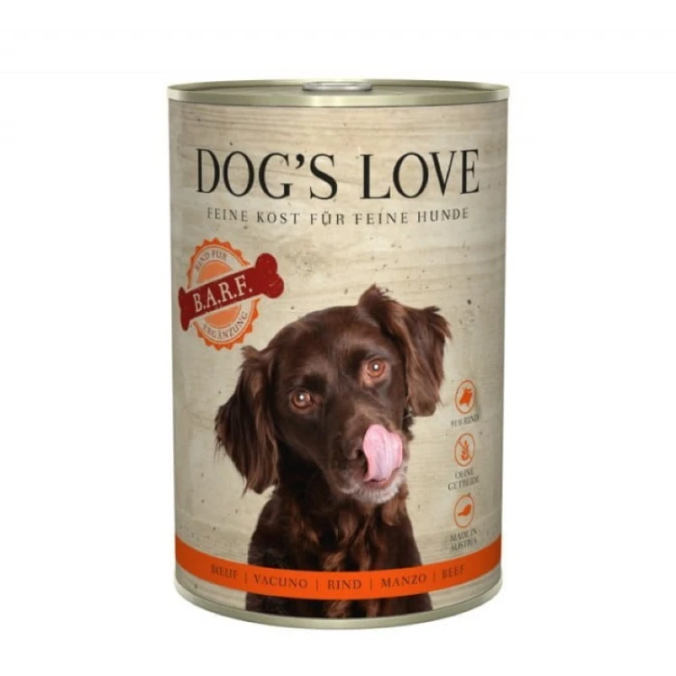DOG'S LOVE BARF Pure Rind - wołowina czysta Mokra Karma dla psów (400g).jpg