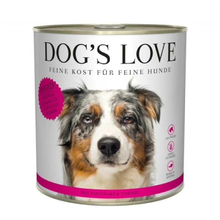 DOG'S LOVE Pferd - konina z pasternakiem i pomidorami Mokra Karma dla psów (800g).jpg