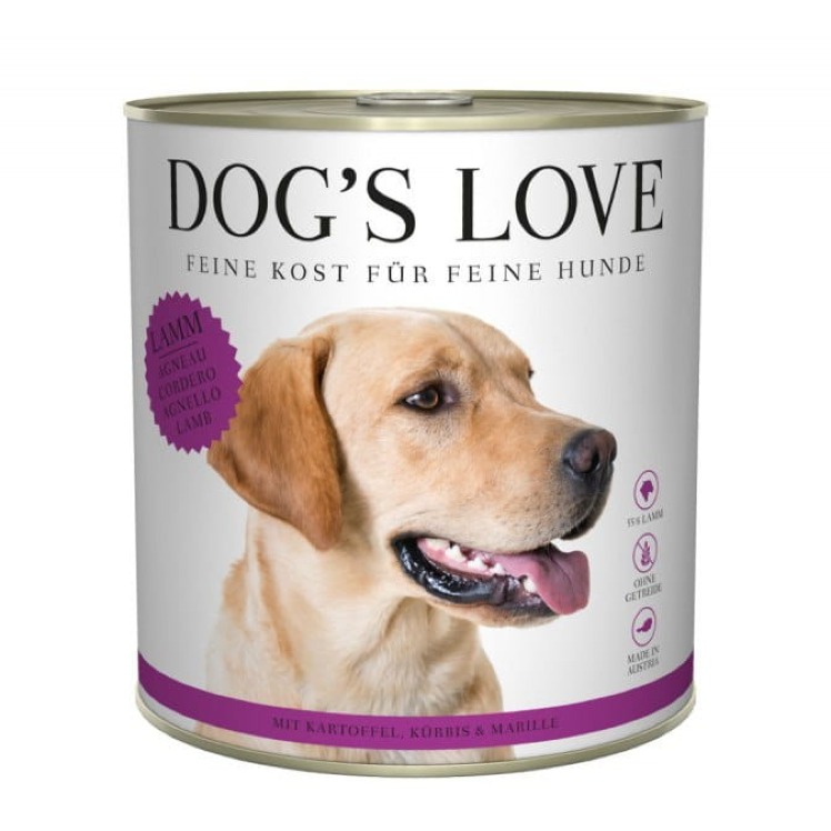 DOG'S LOVE Lamm - jagnięcina z dynią, morelą i ziemniakami Mokra Karma dla psów (800g).jpg