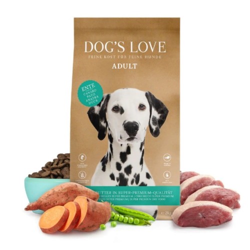 DOG'S LOVE Ente - kaczka z batatami i jagodami Sucha Karma dla psów (12 kg).jpg